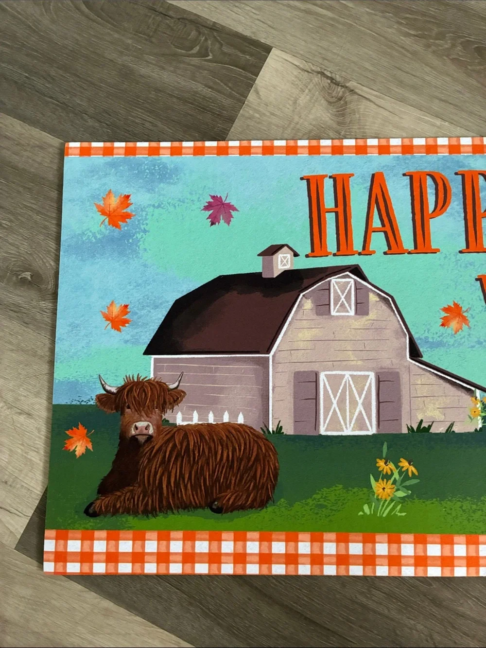 NWT- Happy Fall Y'all- Fall Harvest Doormat with Anti Skid Rubber Back 16x28
